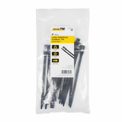 8-in Low Profile Cable Ties, 60lb, Black