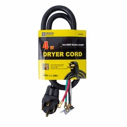 4 FT 30 Amp SRDT Black Dryer Cord