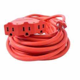 50 ft Orange 14/3 SJTW Triple Tap Extension Cord 