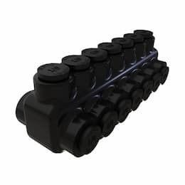 Insulated Multi-Tap Connector, Dual Sided, 7 Ports, 1/0-14 AWG, Black