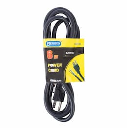 Bergen 6 ft Black Straight Plug 16/3 Power Supply Cord