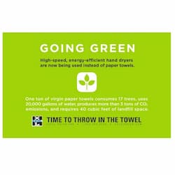 Excel Dryer Wall Placard with Going Green Message for Hand Dryers, Green