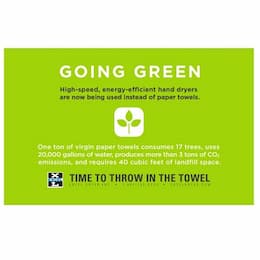 Excel Dryer Wall Placard with Going Green Message for Hand Dryers, Green