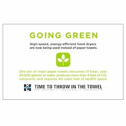 Wall Placard with Going Green Message for Hand Dryers, White