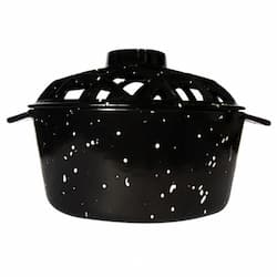 Porcelain Coated Steamer, Lattice Top, Black w/ White Speckles