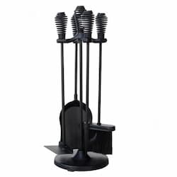 21-in Mini Fireset w/ Spring Handles, 5-Piece, Black