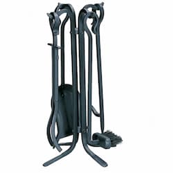 20-in Rustic Mini Fireset w/ Crook Handles, 5-Piece, Black