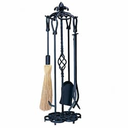 33-in Heavyweight Fireset w/ Horseshoe Handles, 5-Piece, Black