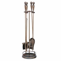 UniFlame 32-in 5pc Venetian Bronze Fireset with Ball Handles