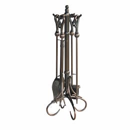 30-in 5pc Venetian Bronze Fireset w/ Heavy Crook Handles