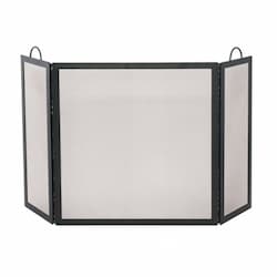 Medium Fireplace Screen, Wrought Iron, 3-Panel, Black