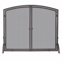 Fireplace Screen w/ Arch Top & Doors, 1-Panel, Bronze