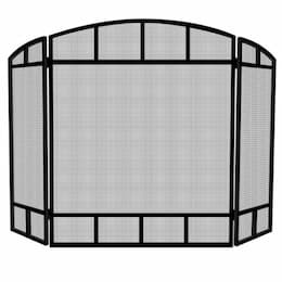 Fireplace Screen, Mission Design, 3-Panel, Black