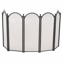 Fireplace Screen w/ Arch Top & Handles, 5-Panel, Black