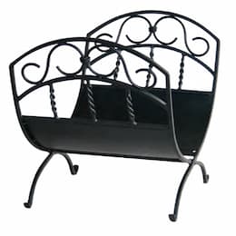 21-in Wide Black Wrought Iron Log Holder w/ Scrolls