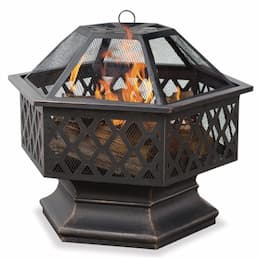 28-in Wood-Burning Fire Pit, Lattice Design, Oil Rubbed Bronze