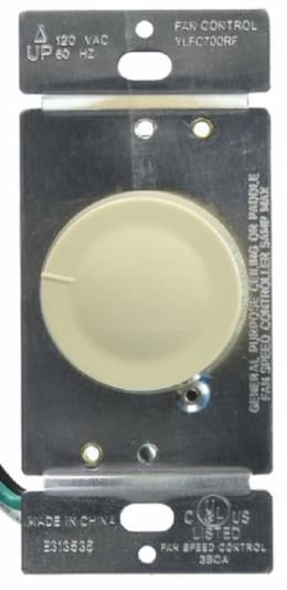 Almond Single Pole Multi Fan Speed Combination Rotary Switch