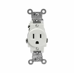 15 Amp Single Receptacle, Side-Wire, Commercial Grade, White
