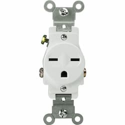 Ivory Commercial Grade Side Wired 2-Pole High Voltage Single Receptacle