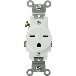 White 2-Pole High Voltage Single Commercial Receptacle