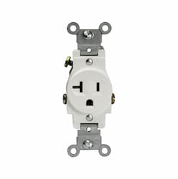 Almond Commercial Grade Side Wired 2-Pole 20A Single Receptacle