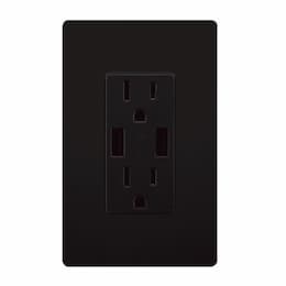 Black Tamper Resistant 2 USB Port Charger 15A Receptacle