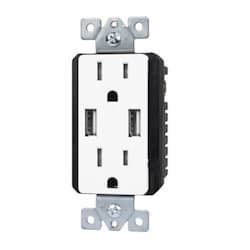 Enerlites Interchangable Dual USB Charger 15A Duplex Tamper Resistant Receptacle