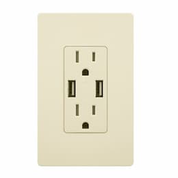 Light Almond Tamper Resistant 2 USB Port Charger 15A Receptacle