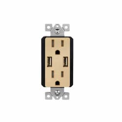 Enerlites 15 Amp Dual USB Type-A Charger Tamper Resistant Duplex Receptacle, Gold