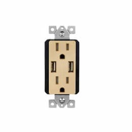 Enerlites 15 Amp Dual USB Type-A Charger Tamper Resistant Duplex Receptacle, Gold