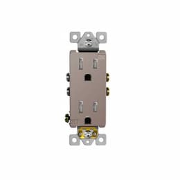 15 Amp Tamper Resistant Duplex Receptacle, Nickel