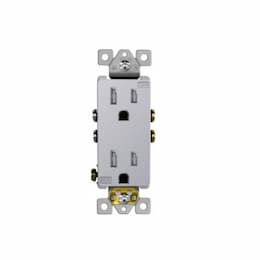 15 Amp Tamper Resistant Duplex Receptacle, Silver