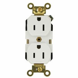 White Back and Side Wired 15A Industrial Grade Duplex Receptacle