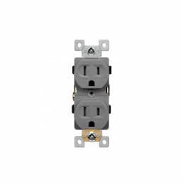 15 Amp Tamper Resistant Residential Grade Duplex Receptacle, Gray