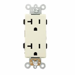 20 Amp Duplex Decora Receptacle, Push In & Side Wired, Light Almond