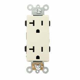 Enerlites 20 Amp Duplex Decora Receptacle, Push In & Side Wired, Light Almond