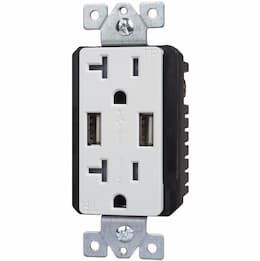 Interchangable Face Dual USB Charger 20A Tamper Resist Duplex Receptacles