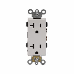 Enerlites 20 Amp Duplex Decora Receptacle, Push In & Side Wired, White