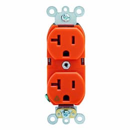 Enerlites Orange Isolated Ground Industrial Grade 20A Duplex Receptacle