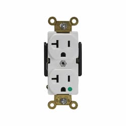 White Hospital Grade Industrial Straight Blade 20A Duplex Receptacle