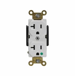 Enerlites White Hospital Grade Industrial Straight Blade 20A Duplex Receptacle