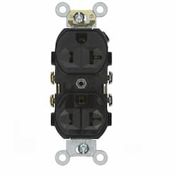 20 Amp Straight Blade Duplex Receptacle, Commercial Grade, Black