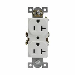 20 Amp Tamper & Weather Resistant Duplex Receptacle, White, Self-Grounding