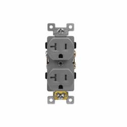 20 Amp Tamper Resistant Industrial Grade Duplex Receptacle, Gray