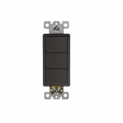 Enerlites 15 Amp Residential Grade Triple Rocker Switch, Dark Bronze