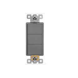 15 Amp Residential Grade Triple Rocker Switch, Gray