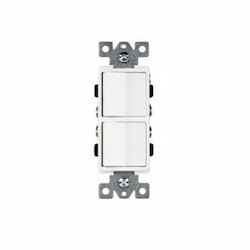 15 Amp Three Way Decorator Combination Switch, Side Wire Only, White