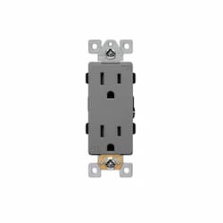 15 Amp Tamper Resistant Industrial Grade Decorator Duplex Receptacle, Gray