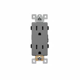 15 Amp Tamper Resistant Industrial Grade Decorator Duplex Receptacle, Gray