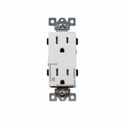 15 Amp Tamper Resistant Half Controlled Decorator Duplex Receptacle, White